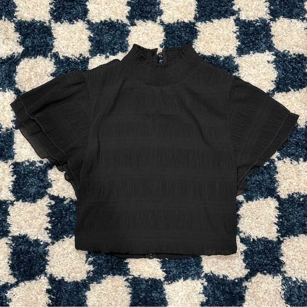 ASTR The Label Cropped Black Blouse Size S